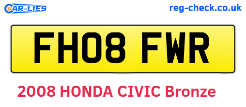 FH08FWR are the vehicle registration plates.