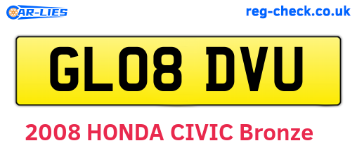 GL08DVU are the vehicle registration plates.