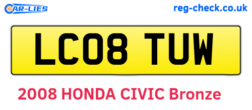 LC08TUW are the vehicle registration plates.