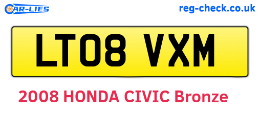 LT08VXM are the vehicle registration plates.