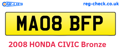 MA08BFP are the vehicle registration plates.