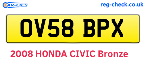 OV58BPX are the vehicle registration plates.