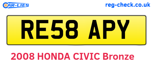RE58APY are the vehicle registration plates.