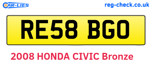 RE58BGO are the vehicle registration plates.