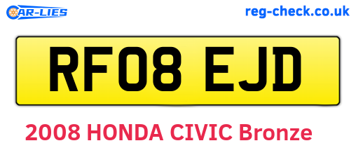 RF08EJD are the vehicle registration plates.