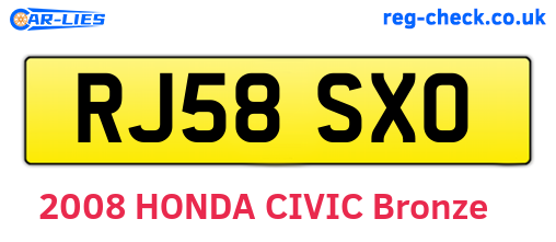 RJ58SXO are the vehicle registration plates.
