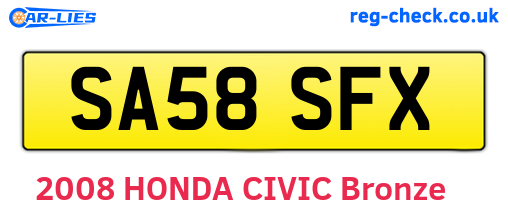 SA58SFX are the vehicle registration plates.