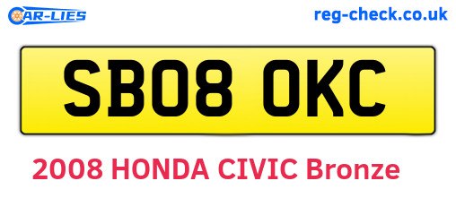 SB08OKC are the vehicle registration plates.