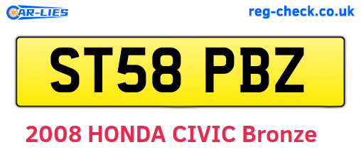 ST58PBZ are the vehicle registration plates.