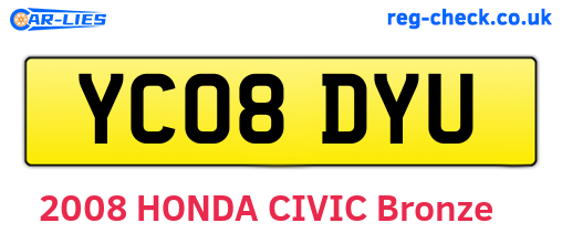 YC08DYU are the vehicle registration plates.