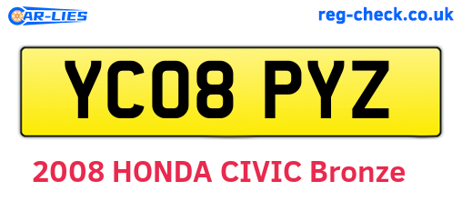 YC08PYZ are the vehicle registration plates.