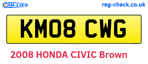 KM08CWG are the vehicle registration plates.