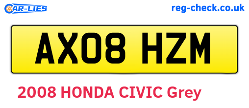 AX08HZM are the vehicle registration plates.