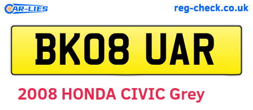 BK08UAR are the vehicle registration plates.