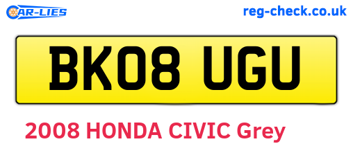 BK08UGU are the vehicle registration plates.