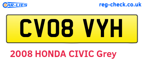 CV08VYH are the vehicle registration plates.