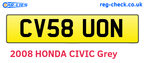 CV58UON are the vehicle registration plates.