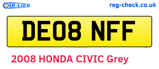 DE08NFF are the vehicle registration plates.