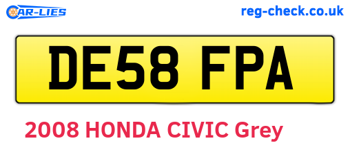 DE58FPA are the vehicle registration plates.