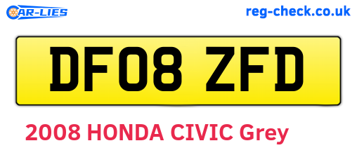 DF08ZFD are the vehicle registration plates.