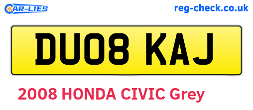 DU08KAJ are the vehicle registration plates.