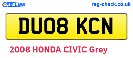 DU08KCN are the vehicle registration plates.