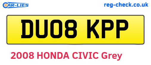 DU08KPP are the vehicle registration plates.