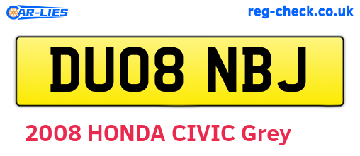 DU08NBJ are the vehicle registration plates.