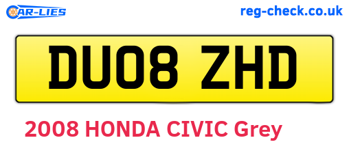 DU08ZHD are the vehicle registration plates.
