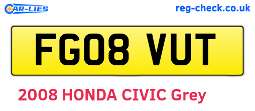 FG08VUT are the vehicle registration plates.