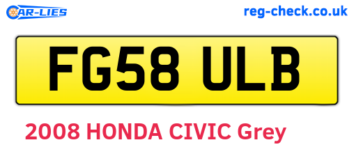 FG58ULB are the vehicle registration plates.