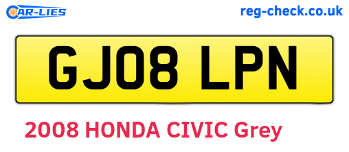 GJ08LPN are the vehicle registration plates.