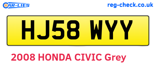 HJ58WYY are the vehicle registration plates.