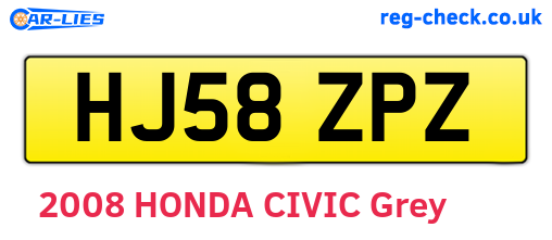 HJ58ZPZ are the vehicle registration plates.