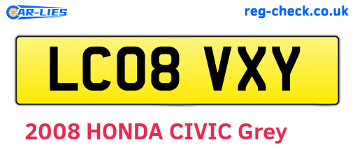 LC08VXY are the vehicle registration plates.