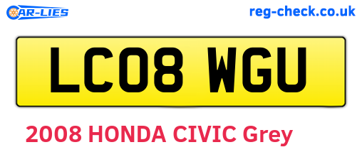 LC08WGU are the vehicle registration plates.