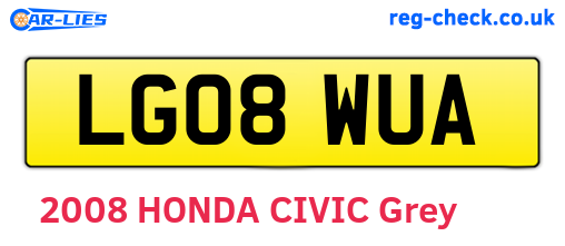 LG08WUA are the vehicle registration plates.