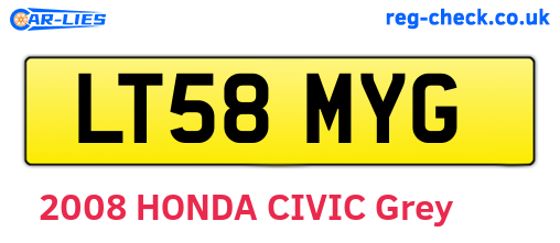 LT58MYG are the vehicle registration plates.