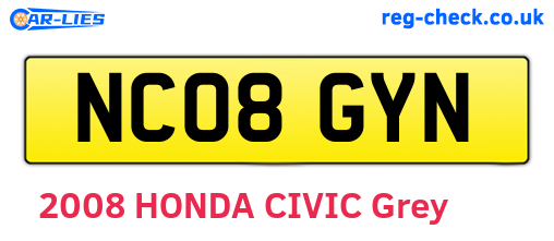 NC08GYN are the vehicle registration plates.