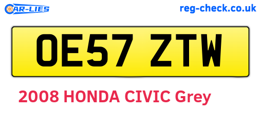 OE57ZTW are the vehicle registration plates.