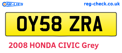 OY58ZRA are the vehicle registration plates.