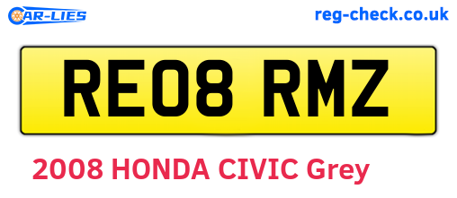 RE08RMZ are the vehicle registration plates.