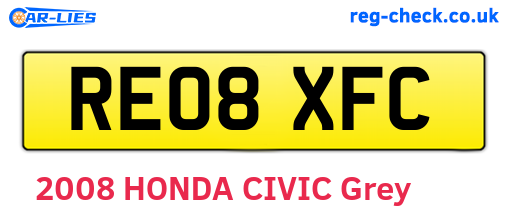 RE08XFC are the vehicle registration plates.