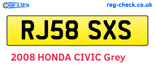 RJ58SXS are the vehicle registration plates.