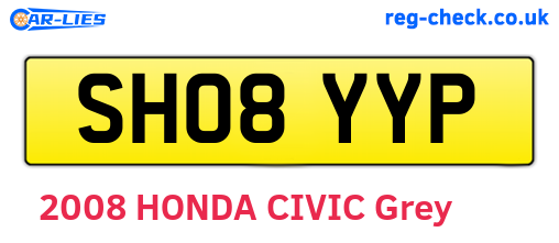SH08YYP are the vehicle registration plates.