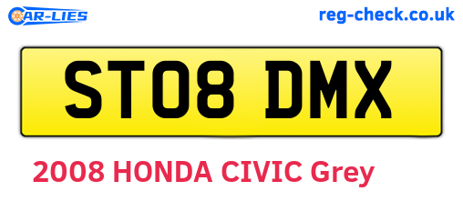 ST08DMX are the vehicle registration plates.