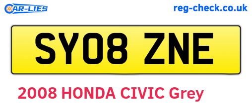 SY08ZNE are the vehicle registration plates.