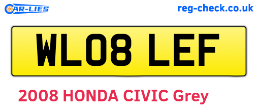 WL08LEF are the vehicle registration plates.