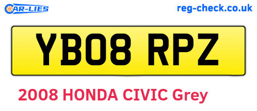 YB08RPZ are the vehicle registration plates.