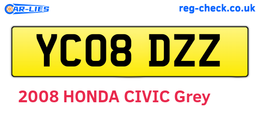 YC08DZZ are the vehicle registration plates.